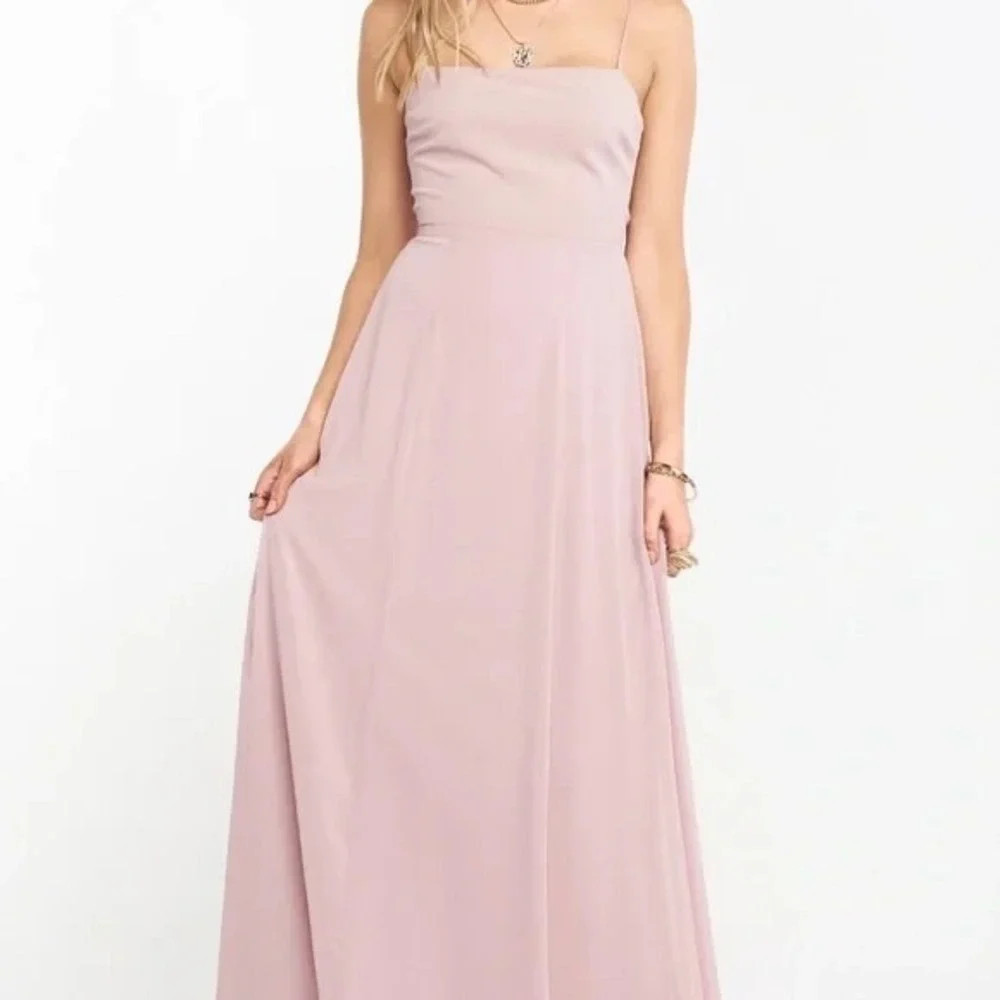 NWT | Show Me Your Mumu Lauren Tie Maxi Dress  Neutral Mauve Chiffon Small $188 - Picture 2 of 6